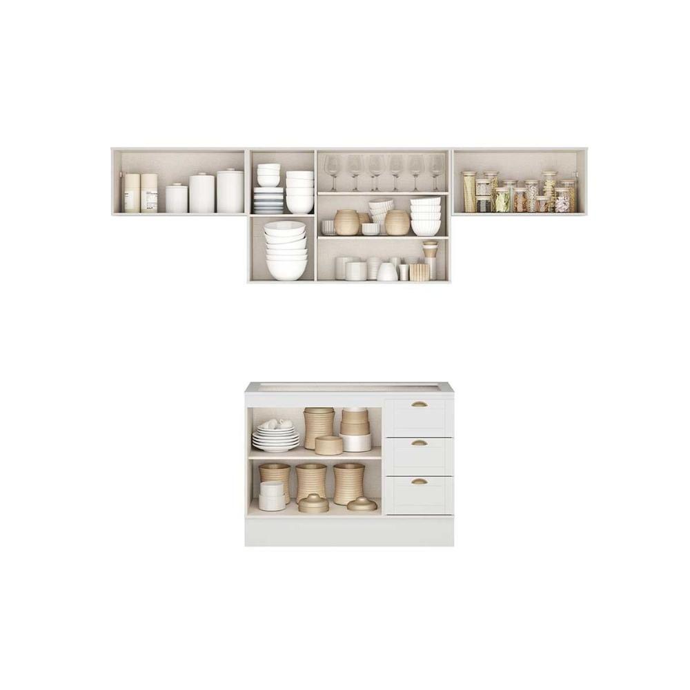 Cozinha Modulada Carraro Bella 4 Peças (3aéreos+1balcão) C4p172 Branco-carraro - 3