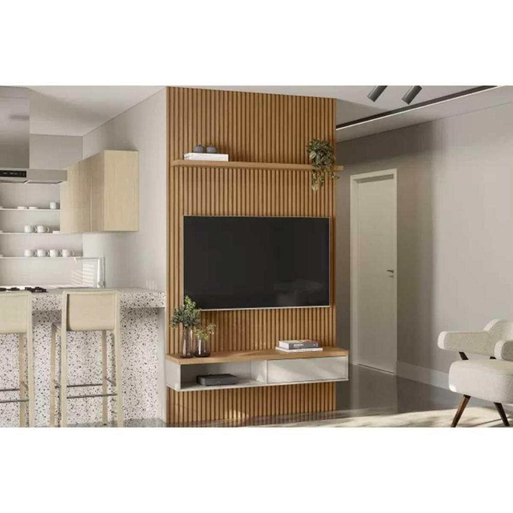 Prateleira Quarto Solteiro Modular 1.4 Painel - Parede 136x017 Nature Fosco - Linea Brasil - 6