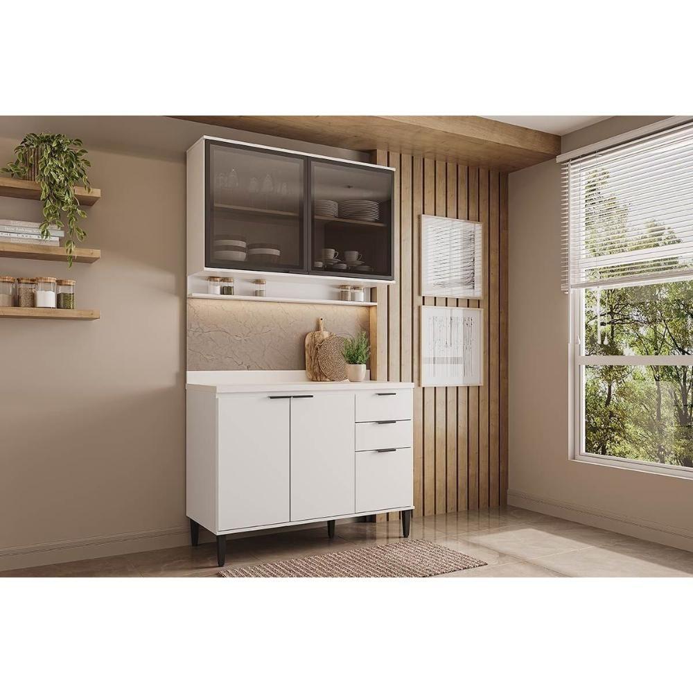 Kit De Cozinha Completa 2 Peças Alpha (1aéreo+1balcão) C2p52 Branco - Carraro - 1
