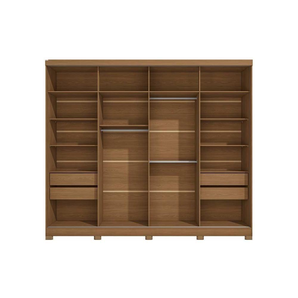 Guarda Roupa Casal 2 Portas De Correr E 4 Gavetas C- Pés Cb03t583 Canela-grafite - Kappesberg - 7