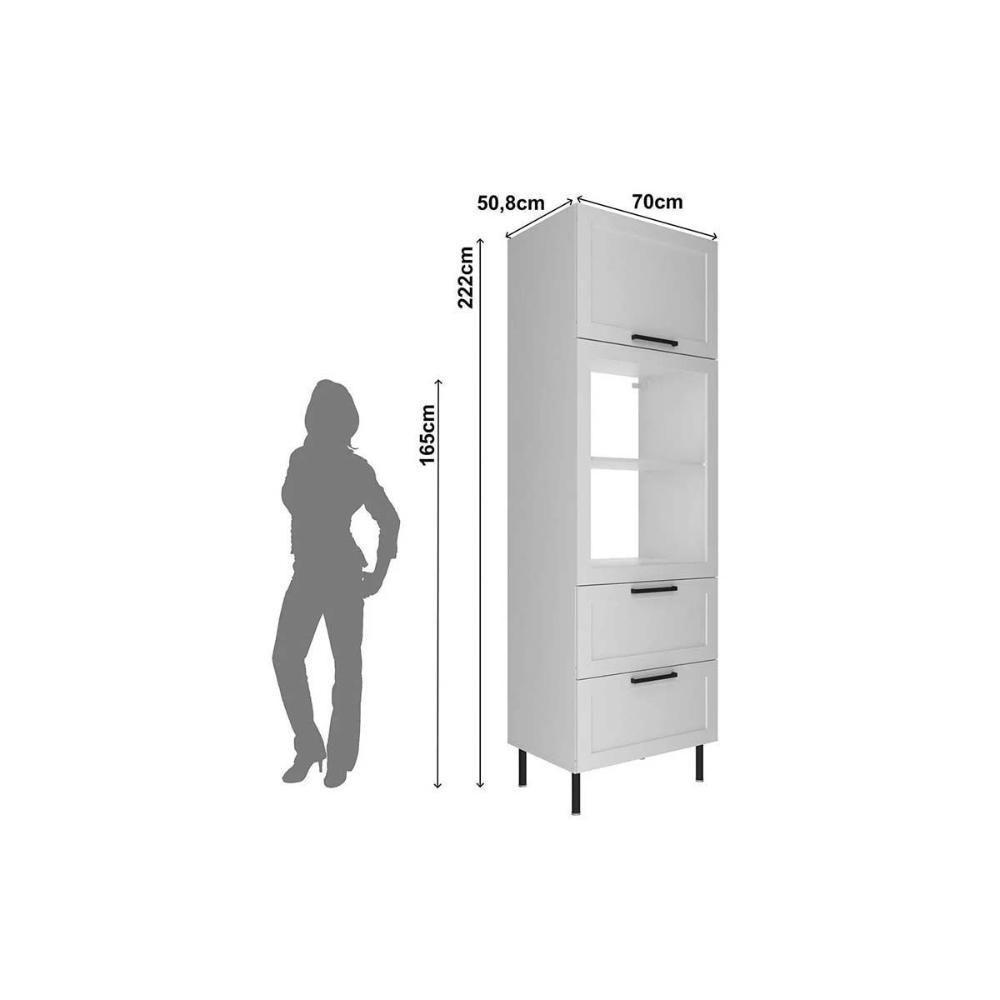 Torre Quente De Cozinha Cz-3306 C- 1 Porta 2 Gavetas E C- 1 Nicho P- Forno 70cm Branco - Tecno Mobili - 2