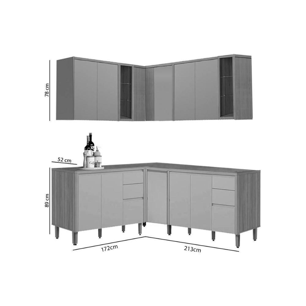 Cozinha Modulada Completa Allure 6 Peças (3aéreos+3balcões) Cp27 Jequitiba-gris Fosco - Linea Brasil - 4