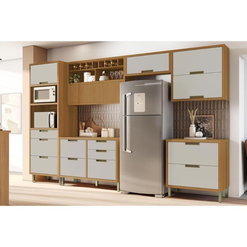 Cozinha Modulada Nesher Imperatriz 6 Peças (3aéreos+2balcões+1torrequente) C6p84 Freijo-off White-nesher - 1