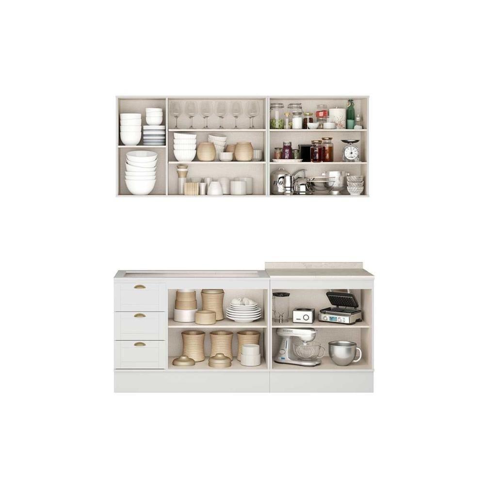 Cozinha Modulada Completa Bella 4 Peças (2aéreos+2balcões) C4p167 Branco - Carraro - 3