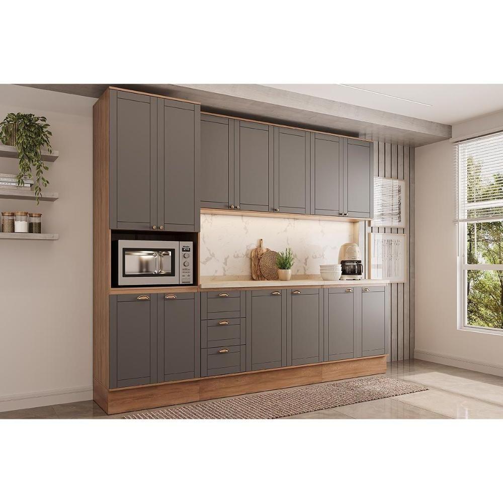 Cozinha Modulada Carraro Bella 5 Peças (2aéreos+2balcões+1paneleiro) C5p121 Nogal-cinza-carraro - 1