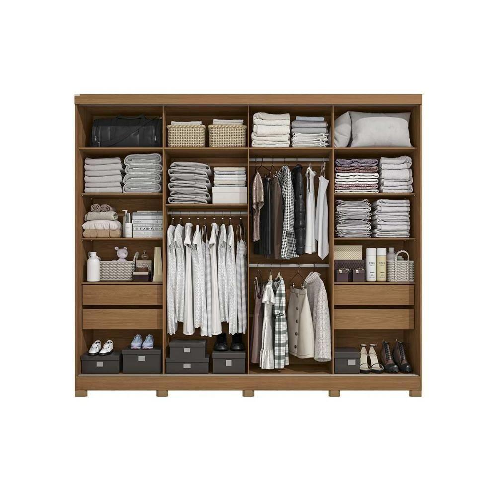 Guarda Roupa Casal 2 Portas De Correr E 4 Gavetas C- Pés Cb03t583 Canela-off White - Kappesberg - 6