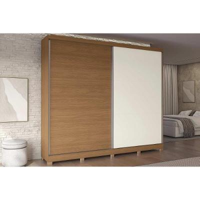 Guarda Roupa Casal 2 Portas De Correr E 4 Gavetas C- Pés Cb03t583 Canela-off White - Kappesberg