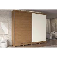 Guarda Roupa Casal 2 Portas De Correr E 4 Gavetas C- Pés Cb03t583 Canela-off White - Kappesberg - 1