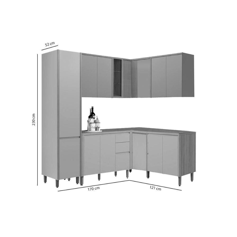 Kit De Cozinha Completa 7 Peças Allure (3aéreos+3balcões+1paneleiro) Cp32 Jequitiba-gris Fosco - Linea Brasil - 4