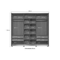 Guarda Roupa Casal 3 Portas De Correr (1 C- Espelho) E 4 Gavetas C- Pés Cb01t582 Canela-grafite - Kappesberg - 3