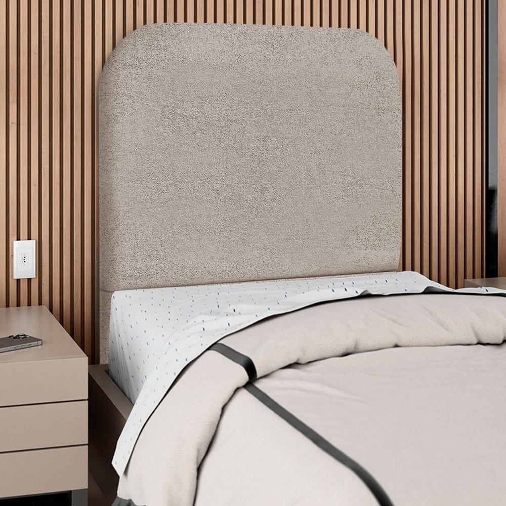 Cabeceira Solteiro 90 Cm Com Frame Alana Boucle Bege Escuro Artte - 2