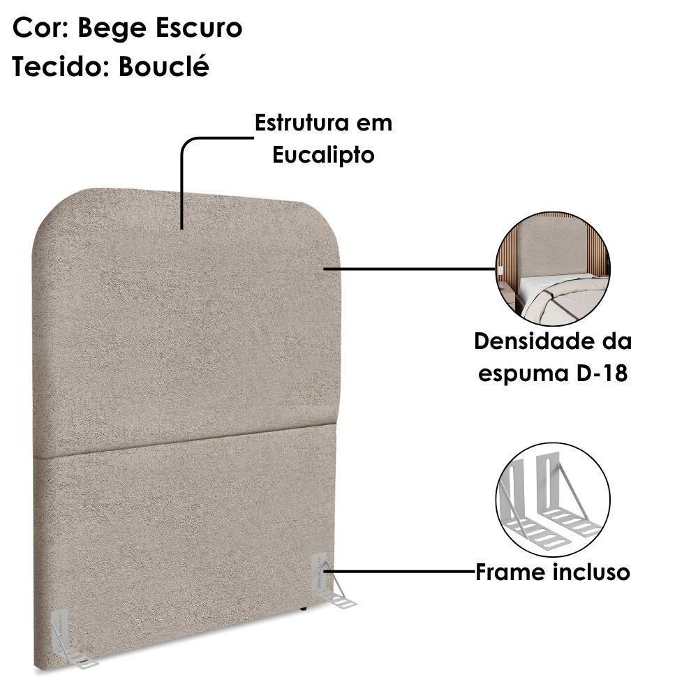 Cabeceira Solteiro 90 Cm Com Frame Alana Boucle Bege Escuro Artte - 5