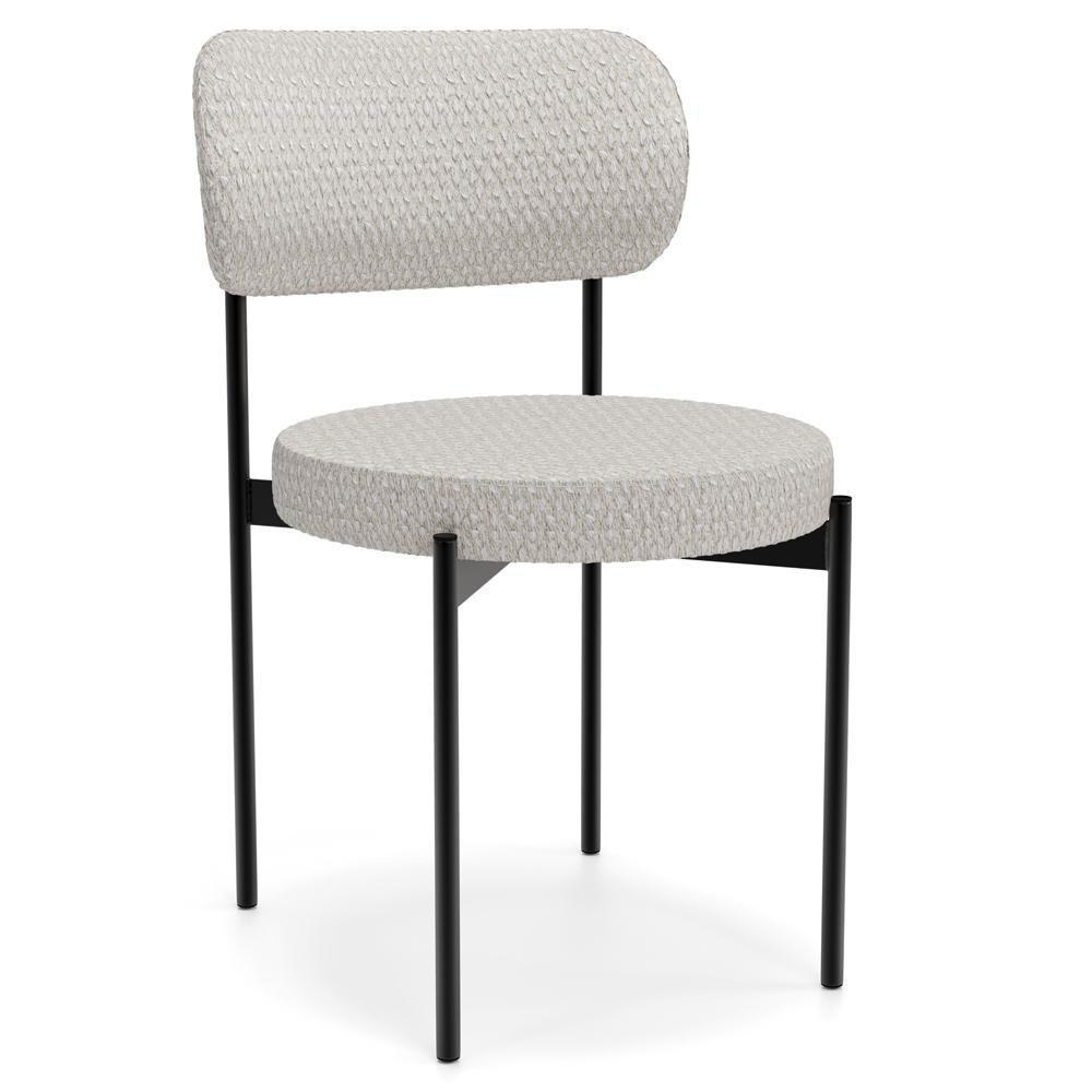 Cadeira Decorativa Estofada Para Sala De Jantar Louvre L02 Bouclê Cru - Lyam Decor - 1