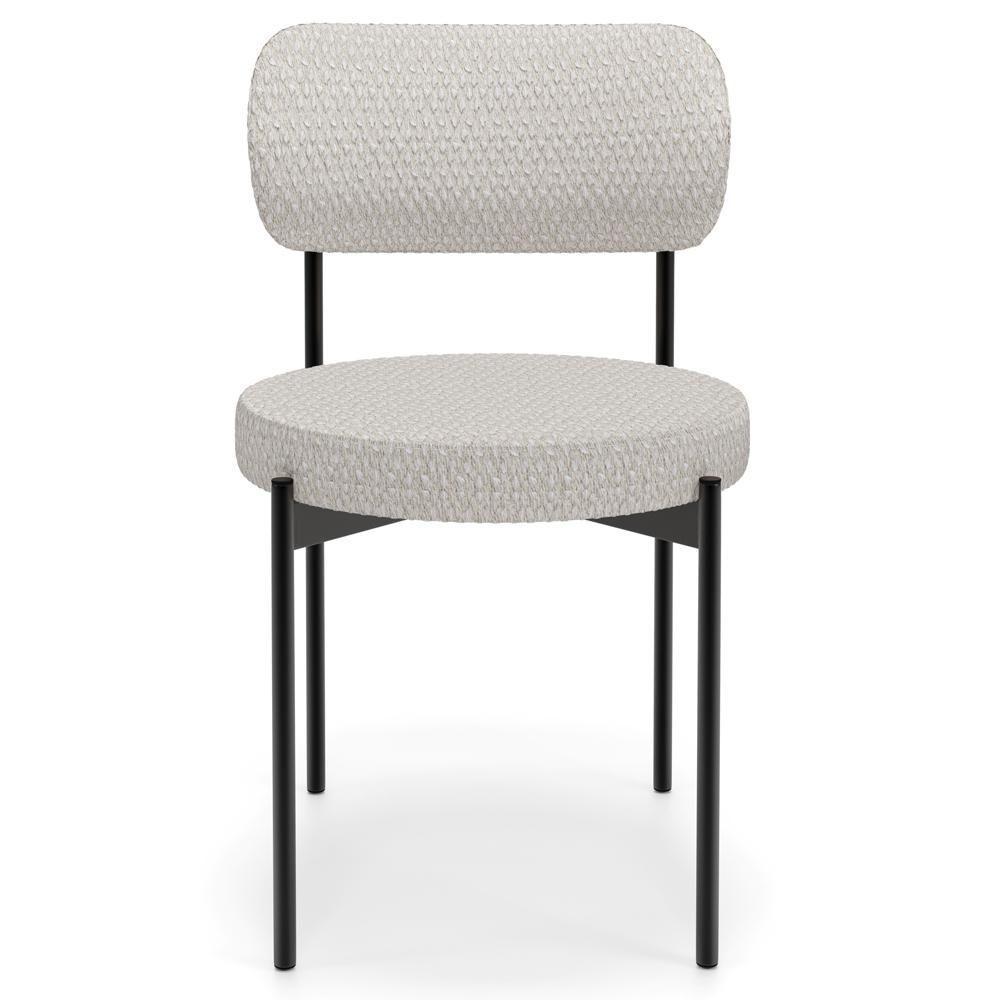 Cadeira Decorativa Estofada Para Sala De Jantar Louvre L02 Bouclê Cru - Lyam Decor - 3