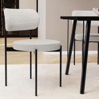 Cadeira Decorativa Estofada Para Sala De Jantar Louvre L02 Bouclê Cru - Lyam Decor - 2