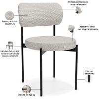 Cadeira Decorativa Estofada Para Sala De Jantar Louvre L02 Bouclê Cru - Lyam Decor