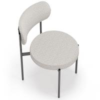 Cadeira Decorativa Estofada Para Sala De Jantar Louvre L02 Bouclê Cru - Lyam Decor - 8