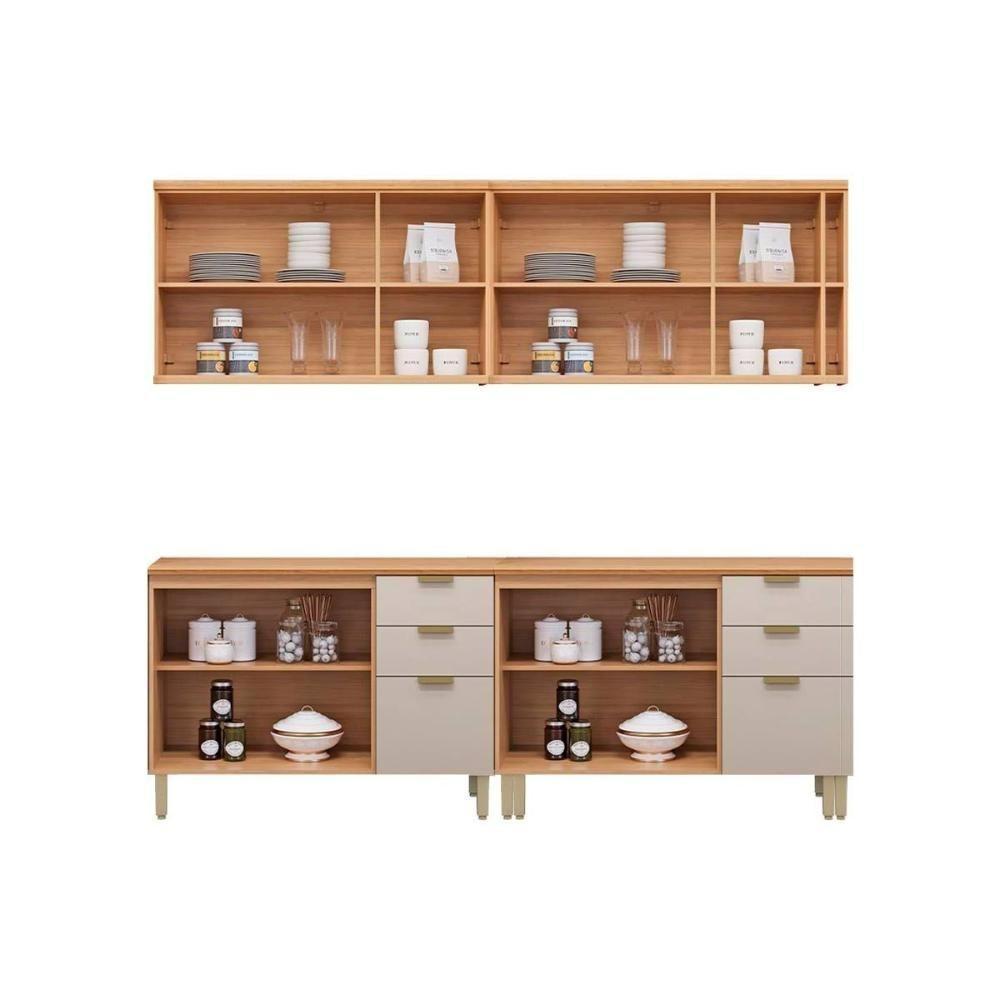 Cozinha Modulada Completa Selene 4 Peças (2balcões+2aéreos) Cp21 Jequitiba-off White Fosco - Linea Brasil - 2