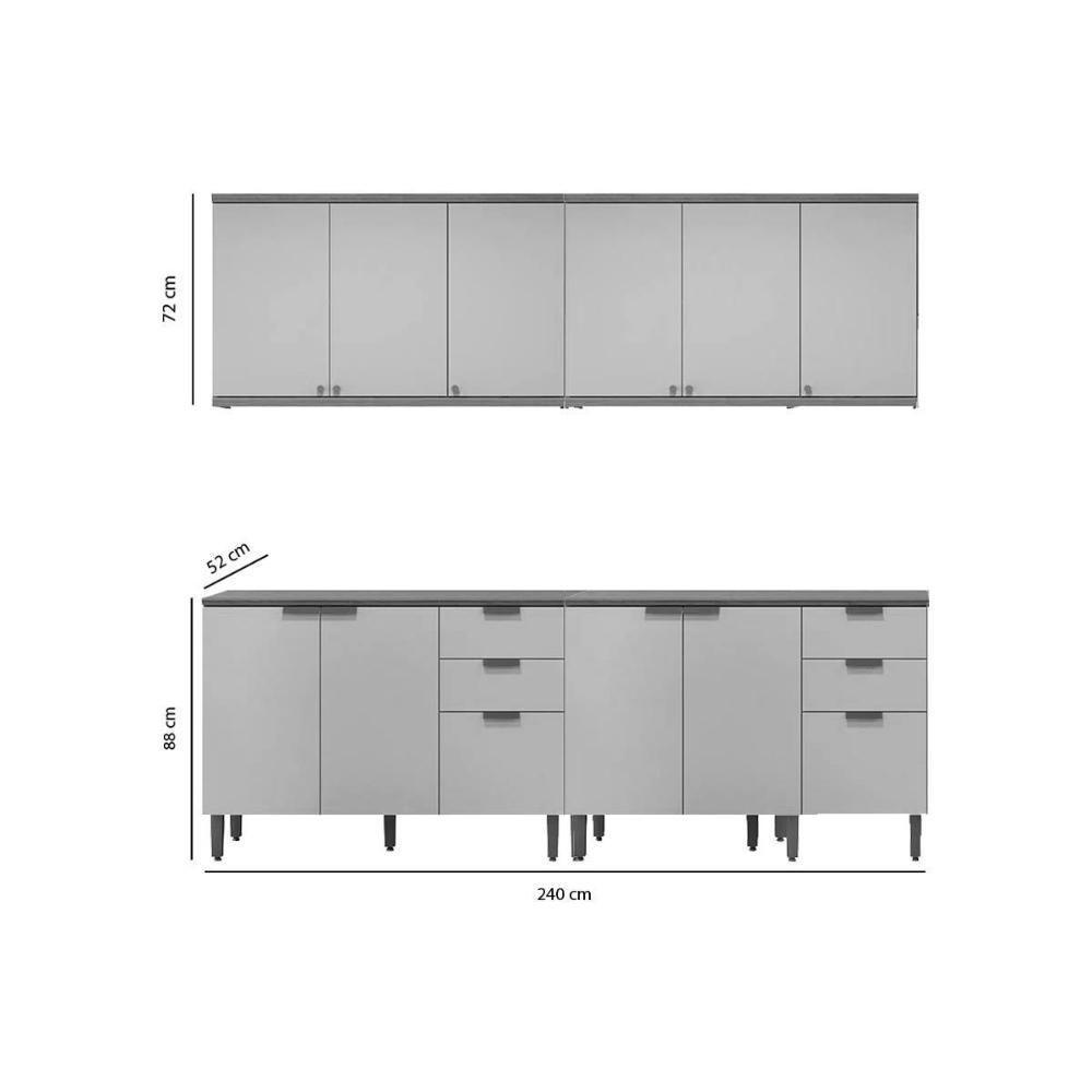 Cozinha Modulada Completa Selene 4 Peças (2balcões+2aéreos) Cp21 Jequitiba-off White Fosco - Linea Brasil - 3
