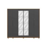 Guarda Roupa Casal 6 Portas (2 C- Espelho) E 4 Gavetas C- Pés Cb01t581 Canela-grafite - Kappesberg