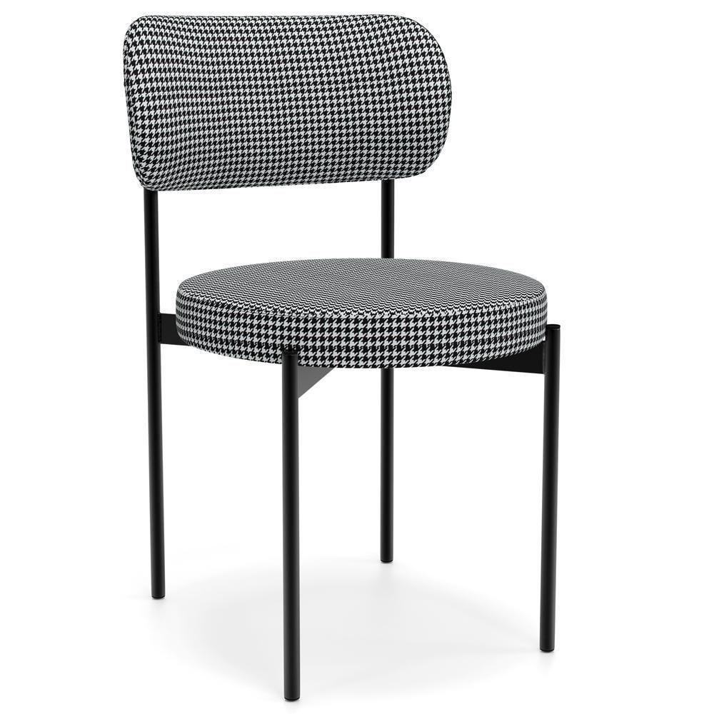 Cadeira Decorativa Estofada Para Sala De Jantar Louvre L02 Pied Poule - Lyam Decor - 1