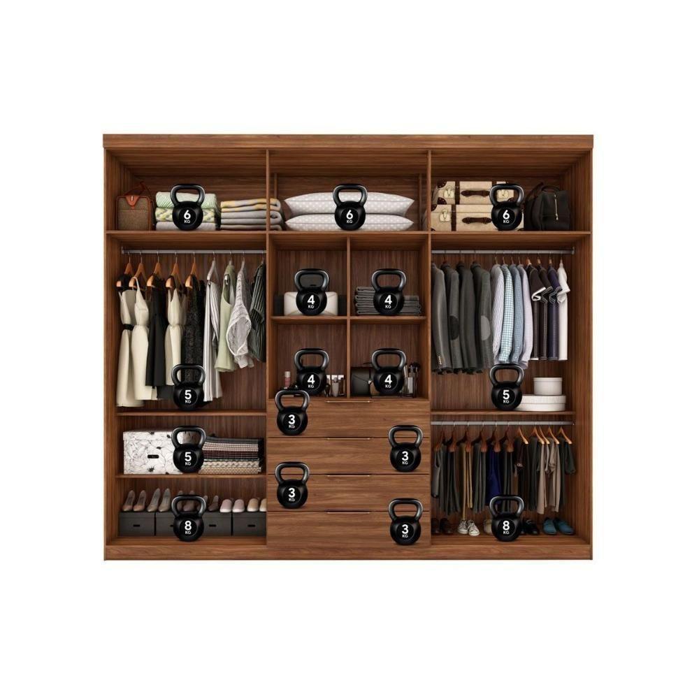 Guarda Roupa Casal 6 Portas (2 C- Espelho) E 4 Gavetas C- Pés Giardino Nogueira Touch - Demóbile - 10