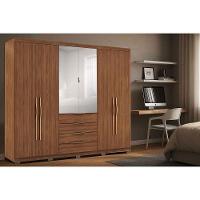 Guarda Roupa Casal 6 Portas (2 C- Espelho) E 4 Gavetas C- Pés Giardino Nogueira Touch - Demóbile - 1