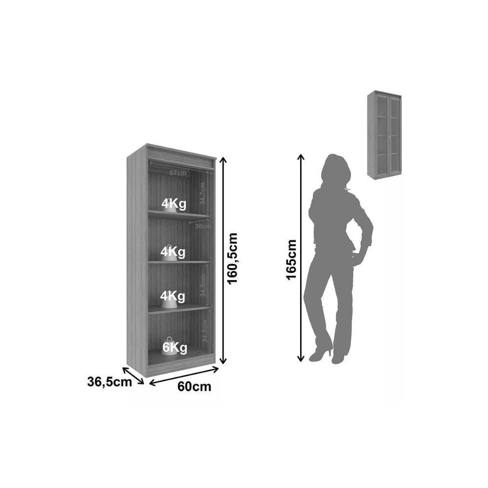 Cristaleira De Cozinha Me-4189 C- 2 Portas De Vidro E 3 Prateleiras Branco - Tecno Mobili - 2