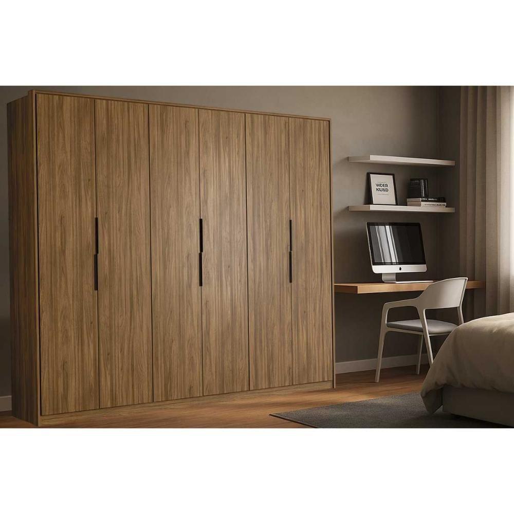 Guarda Roupa Casal 6 Portas (2 Ripadas) E 6 Gavetas Atrice Nogueira Touch - Demóbile - 1