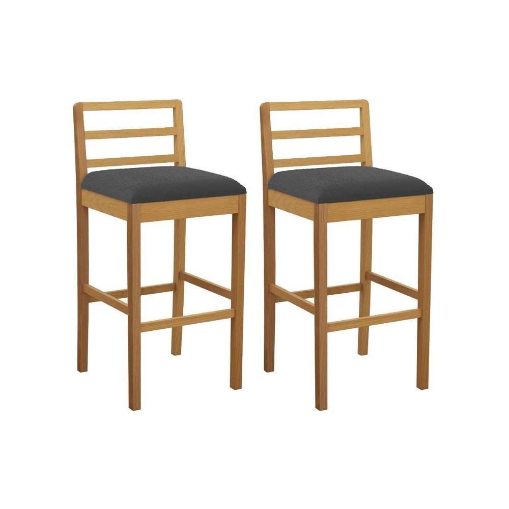 Banqueta Sala De Jantar Sofia 1bmm006ca Premium Madeira Maciça Kit 2 Un Carvalho-boucle Grafite - Kappesberg - 1