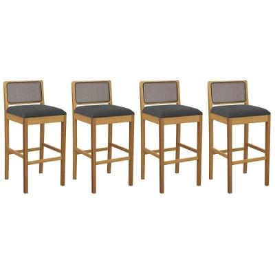 Banqueta Sala De Jantar Sara 1bmm005ca Premium Madeira Maciça Kit 4 Un Carvalho-boucle Grafite-tela Grafite - Kappesberg