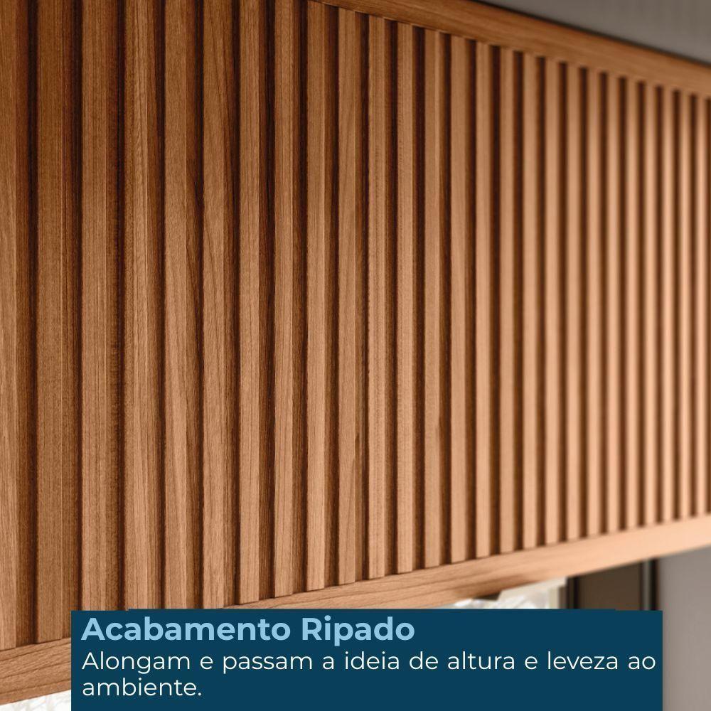 Balcão Pia E Armário Aéreo 120 Cm Ripado Proença Nogueira Nude Prime Demartez - 8