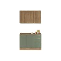 Cozinha Modulada Completa Botanic 3 Peças (1aéreo+1balcão+1complemento) C3p15 Nogueira-verde Oliva - Kappesberg - 1