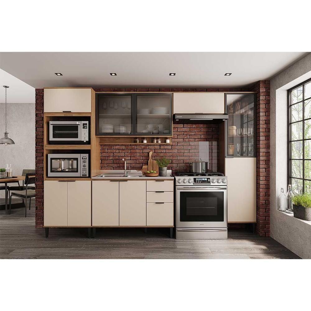 Paneleiro De Cozinha Modulado Alpha 2509 C- 2 Portas (1 C- Vidro) 50cm Freijo-off White - Carraro - 4