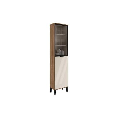 Paneleiro De Cozinha Modulado Alpha 2509 C- 2 Portas (1 C- Vidro) 50cm Freijo-off White - Carraro