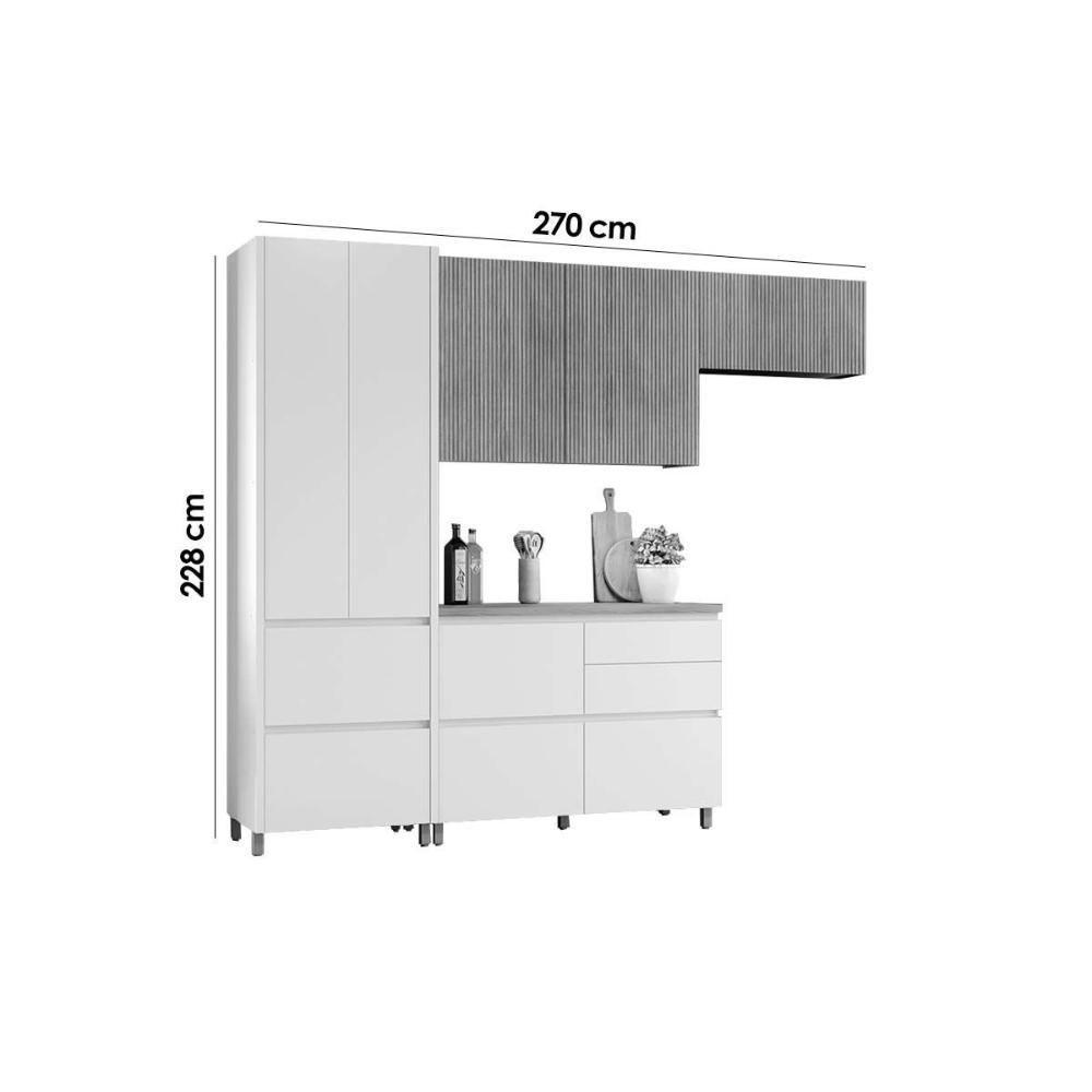 Cozinha Modulada Nesher Rainha 4 Peças (2aéreos+1balcão+1paneleiro) C4p158 Branca-nature-nesher - 3