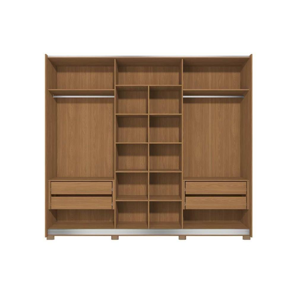 Guarda Roupa Casal 3 Portas De Correr E 4 Gavetas C- Pés Cb03t582 Canela-grafite - Kappesberg - 6
