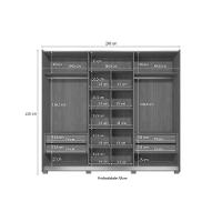 Guarda Roupa Casal 3 Portas De Correr E 4 Gavetas C- Pés Cb03t582 Canela-grafite - Kappesberg