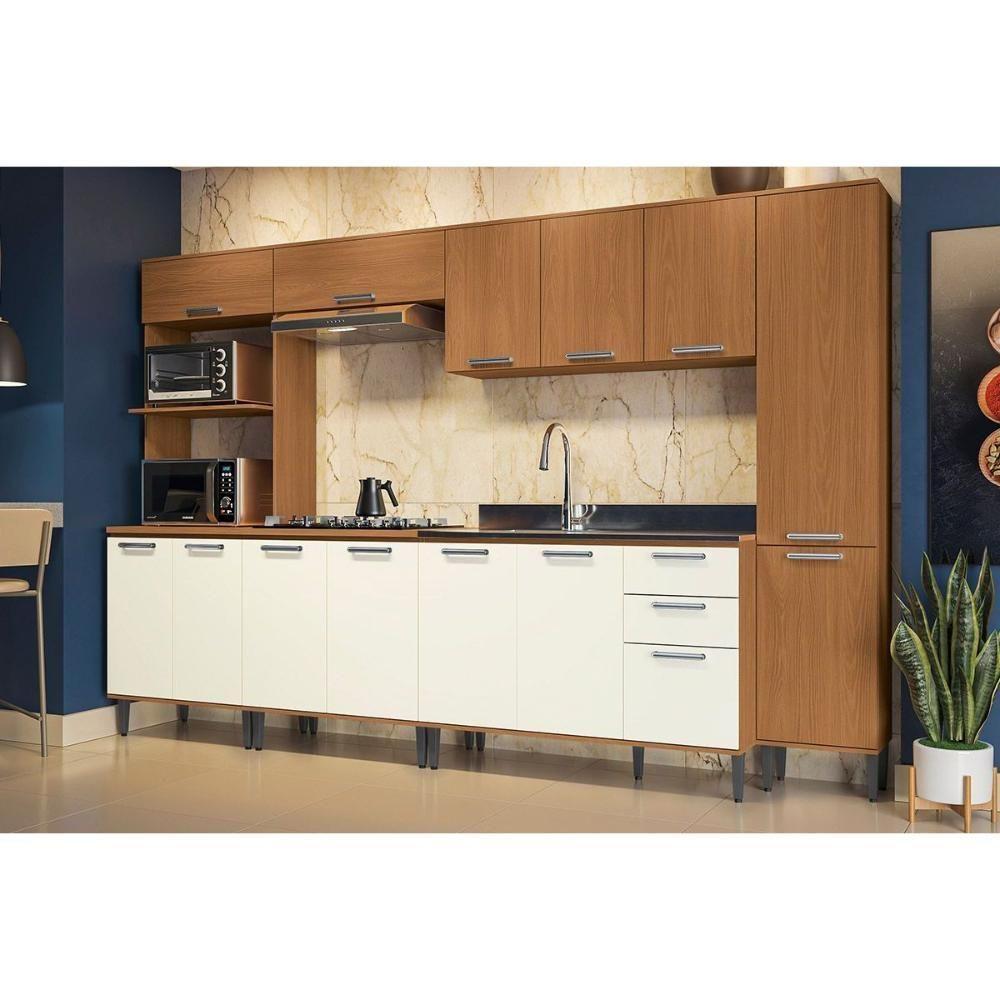 Paneleiro De Cozinha Linna T727 C- 3 Portas E 2 Nichos P- Forno 70cm Canela-grafite - Kappesberg - 6