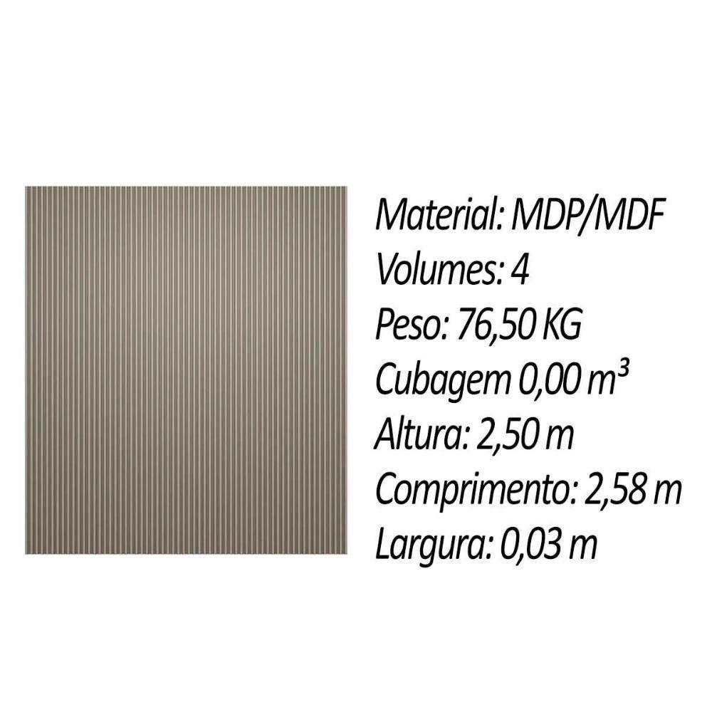 Painel P- Quarto Até 90 Pol Modular 2.6 Ripado 258x250cm Gris Fosco - Linea Brasil - 3