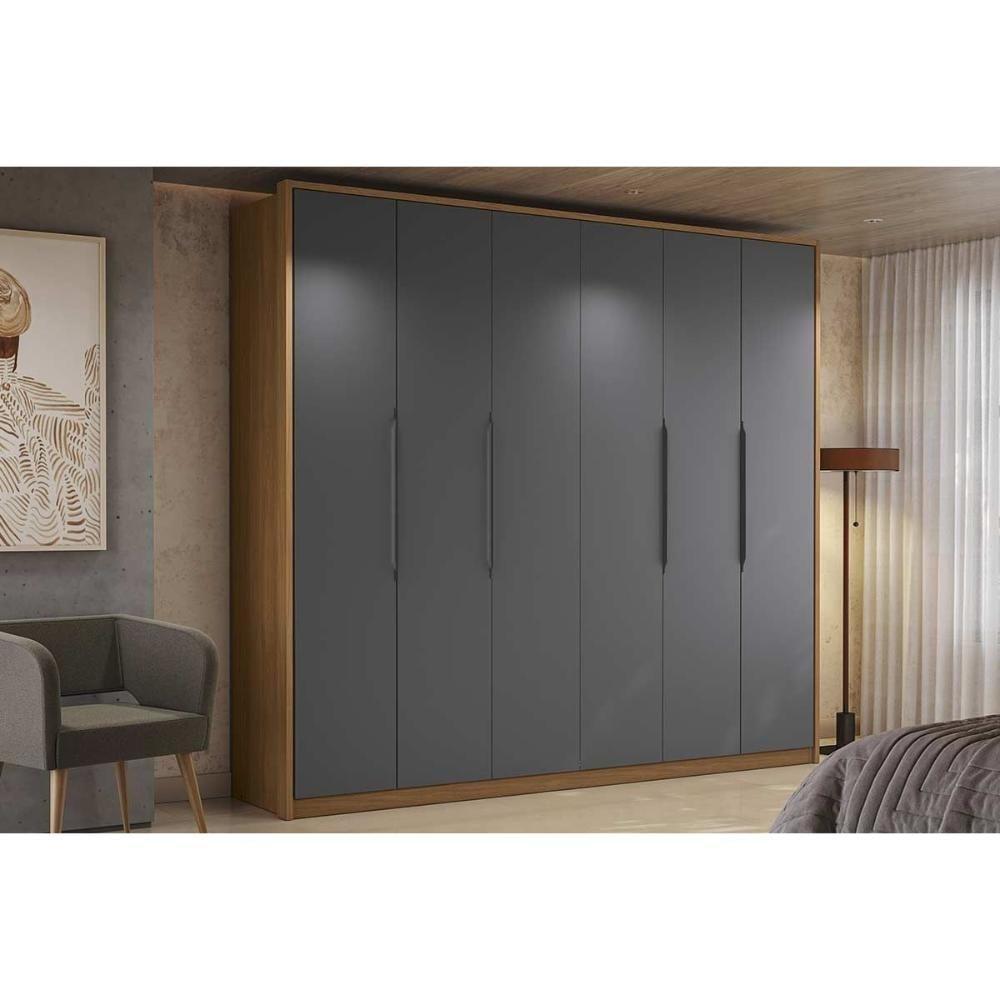 Guarda Roupa Casal 6 Portas E 4 Gavetas T581 Canela-grafite - Kappesberg - 1