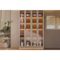 Cristaleira De Cozinha Allure Adega Vinhos C- 4ptas Vidro 5 Prat 2gavs E Leads 140cm Jequitiba-gris Fosco - Linea Brasil - 1