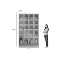 Cristaleira De Cozinha Allure Adega Vinhos C- 4ptas Vidro 5 Prat 2gavs E Leads 140cm Jequitiba-gris Fosco - Linea Brasil - 3