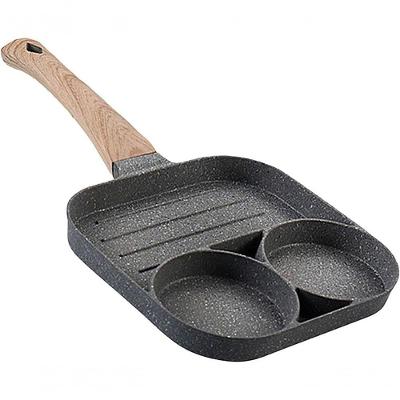 Prettyia Frigideira 3 Em 1 Antiaderente C- Divisórias P- Ovo, Panqueca E Grelhados