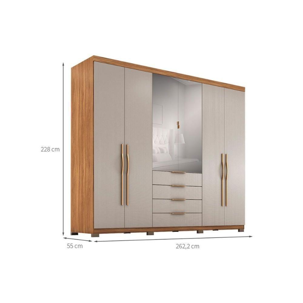 Guarda Roupa Casal 6 Portas (2 C- Espelho) E 4 Gavetas C- Pés Giardino Amendola-nude Prime Tx - Demóbile - 2