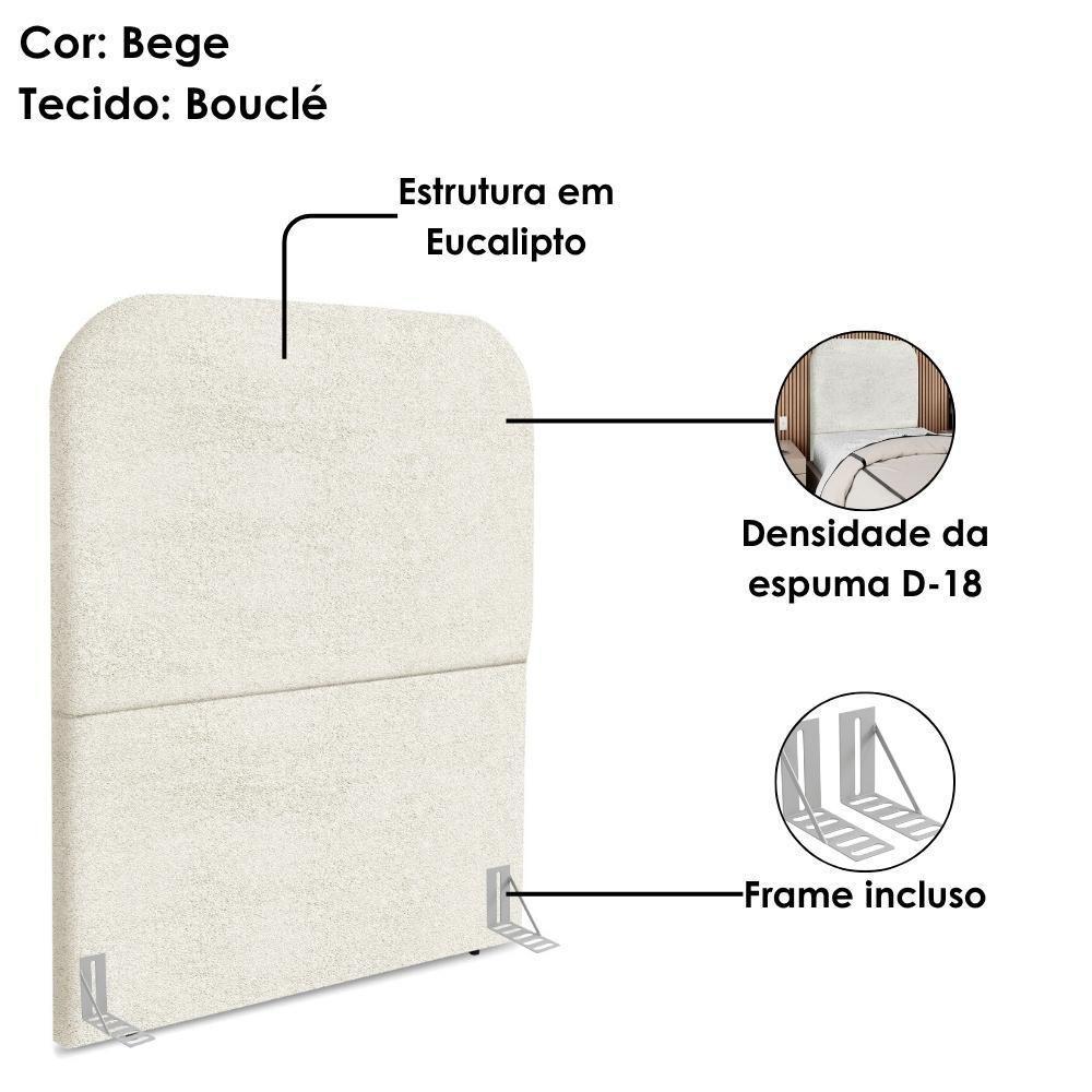 Cabeceira Solteiro 90 Cm Com Frame Alana Boucle Bege Artte - 5