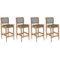 Banqueta Sala De Jantar Liz 1bmm009ca Premium Madeira Maciça Kit 4 Un Carvalho-linho Escuro-tela Grafite - Kappesberg - 1