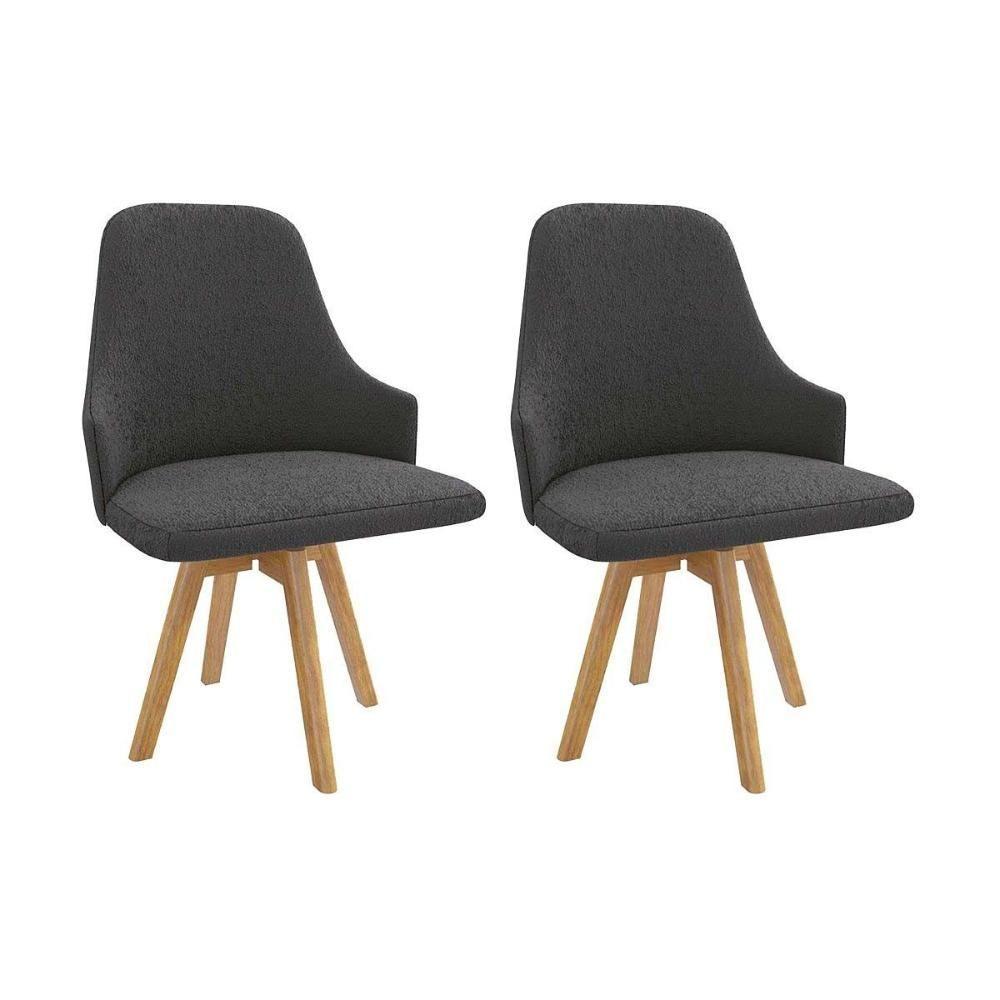 Cadeira Sala De Jantar Suria 1c002ca Premium Madeira Maciça Kit 2 Un Carvalho-boucle Grafite - Kappesberg - 1