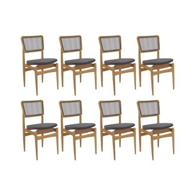 Cadeira Sala De Jantar Stela 1cmm013ca Premium Madeira Maciça Kit 8 Un Carvalho-boucle Bege Fendi-tela Bege - Kappesberg