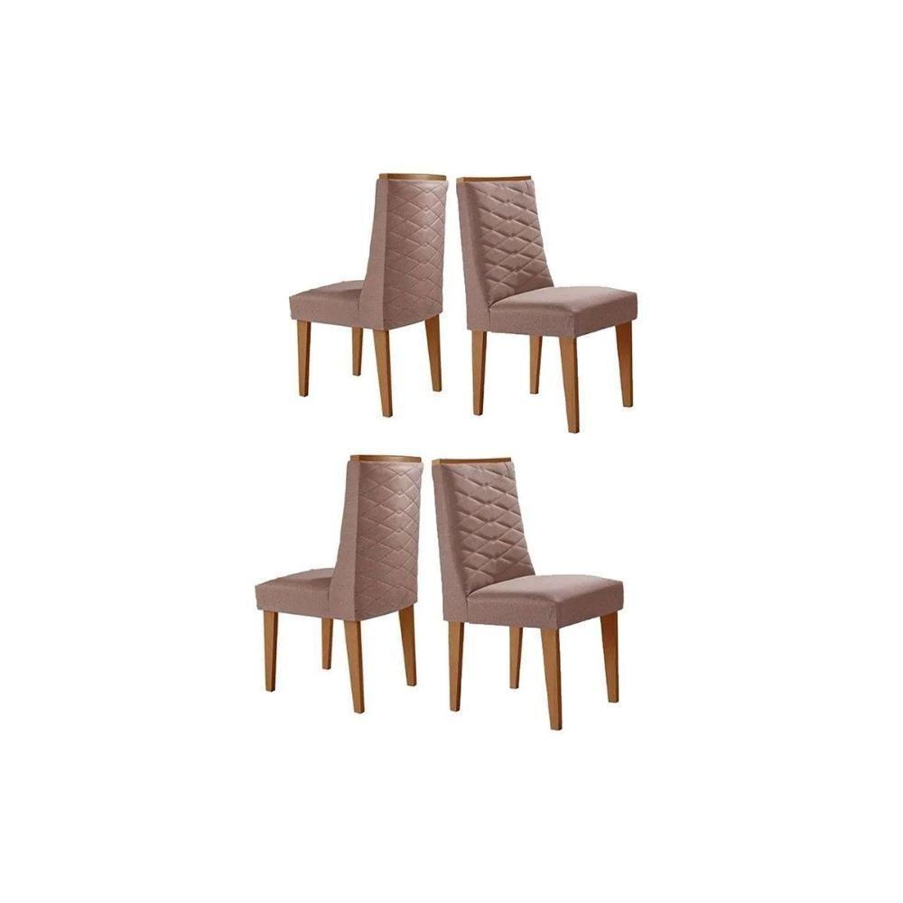Cadeira Sala De Jantar Dafne Kit 4 Un Naturale-linho Capuccino - Rufato - 1